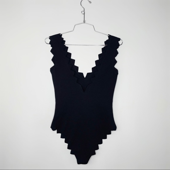 SOLD Marysia Black Maillot V-Neck Scallop Zig Zag One Piece Swimsuit Size Small - Picture 6 of 14